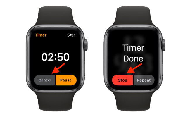 Cancel or Stop Timer on Apple Watch