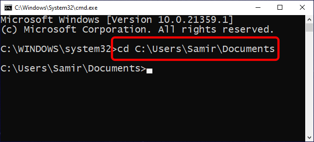 Change Directories in the Command Prompt
