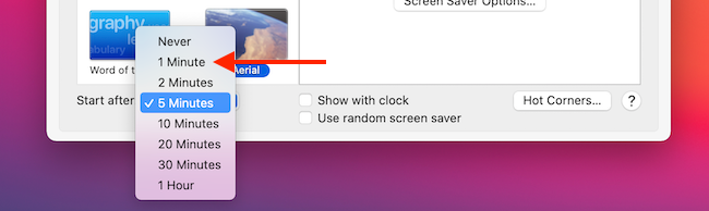 Change Screen Saver Time