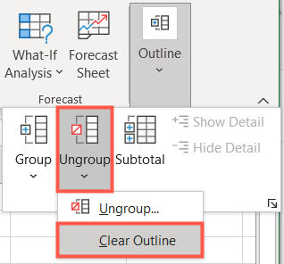 Click Outline, Ungroup, Clear Outline