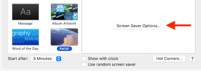 Click Screen Saver Options from Aerial
