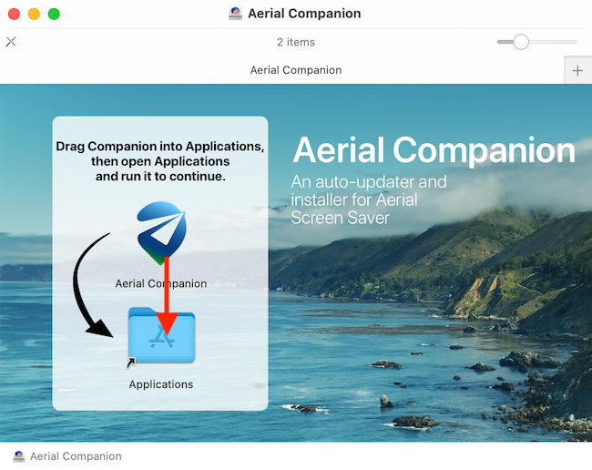 Drag Aerial Companion App to Applications Folder