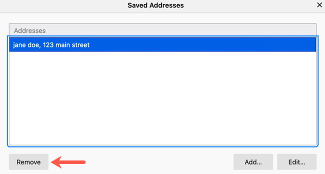 Remove a saved address