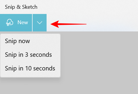 Snip timer option in Snip & Sketch
