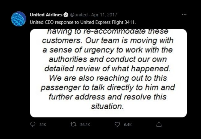 United Airlines CEO Response