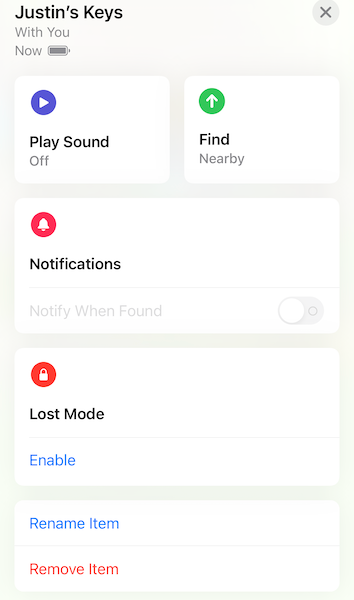 AirTags overview and settings page in the Find My app