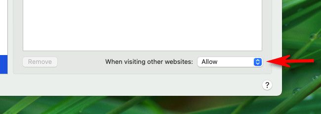 To allow pop-ups in all websites on Safari, find "When visiting other websites" and choose "Allow."