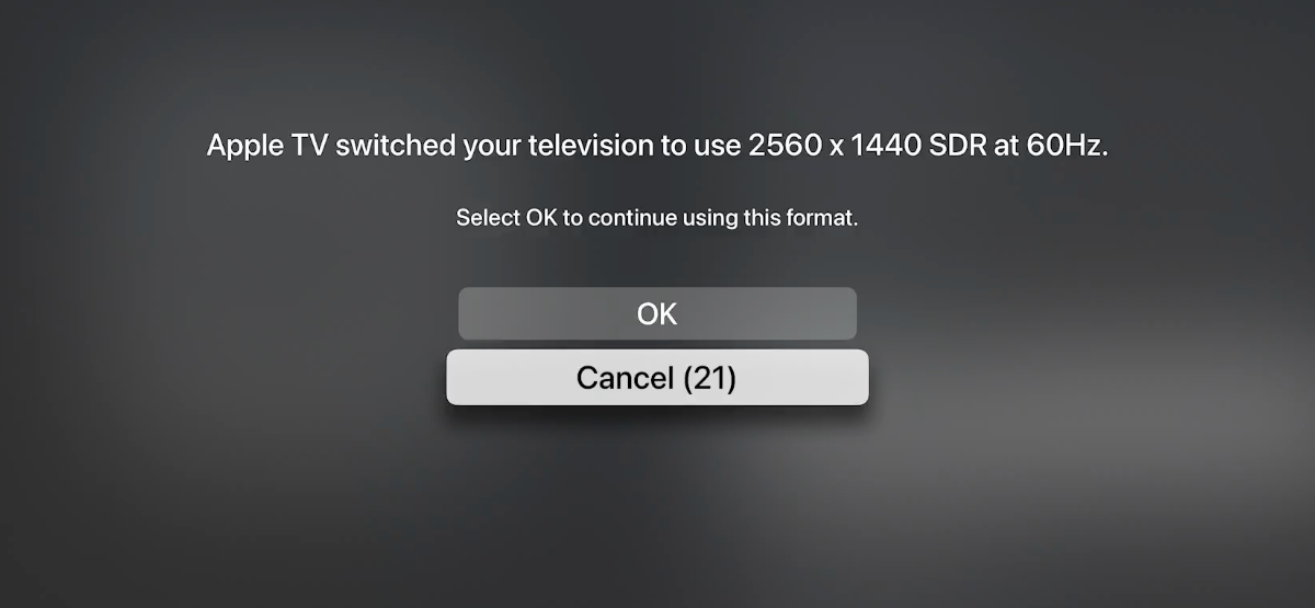 You can change the display resolution on Apple TV