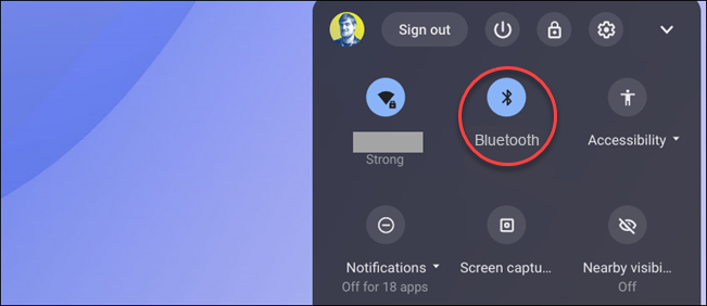 bluetooth in quick settings