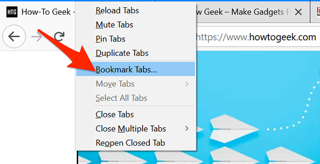 Right-click an open tab and select "Bookmark Tabs" in Firefox