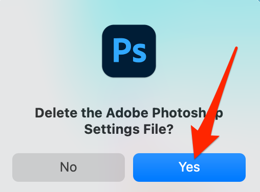 Select Yes in the delete prompt in Photoshop
