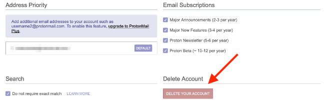 ProtonMail Delete My Account