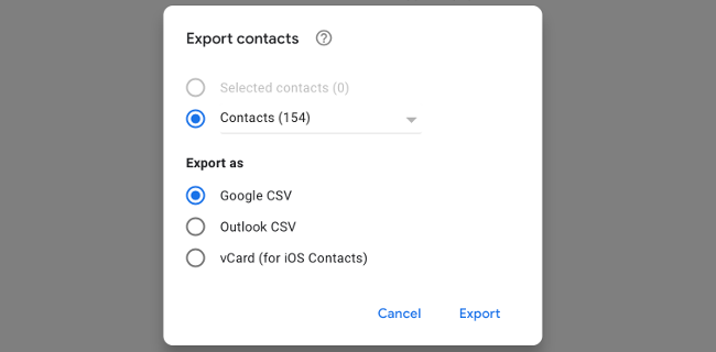 Export Gmail Contacts as CSV
