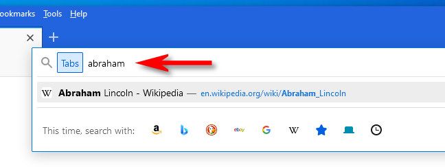 With Tabs search activated, type in your query.