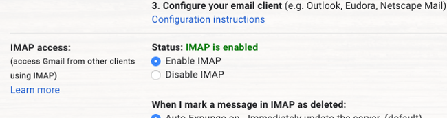 Gmail IMAP Enabled