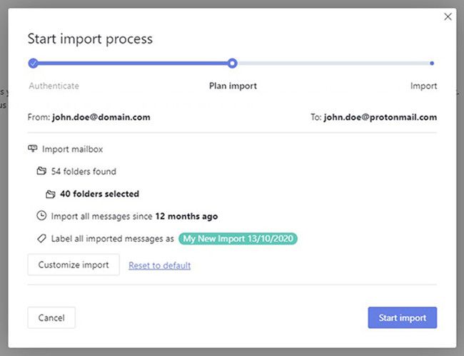 Start Import Process in ProtonMail