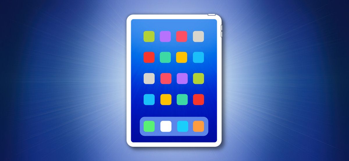 iPad Outline on a Blue Background With Colorful Icons hero