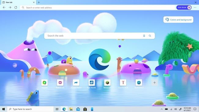 kids mode new tab page