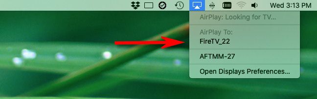 Click the AirPlay icon and select an AirPlay receiver device.