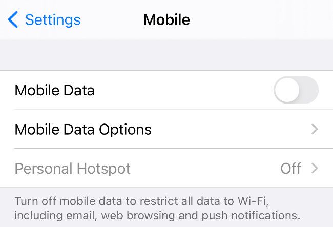 Disable Mobile Data on iPhone