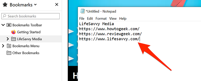 Right-click anywhere blank in a text document and select "Paste" to paste Firefox's URLs
