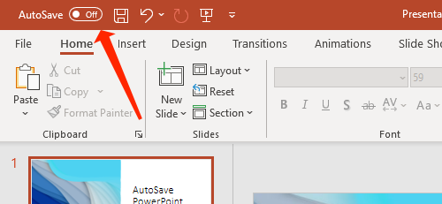 Click the toggle next to AutoSave