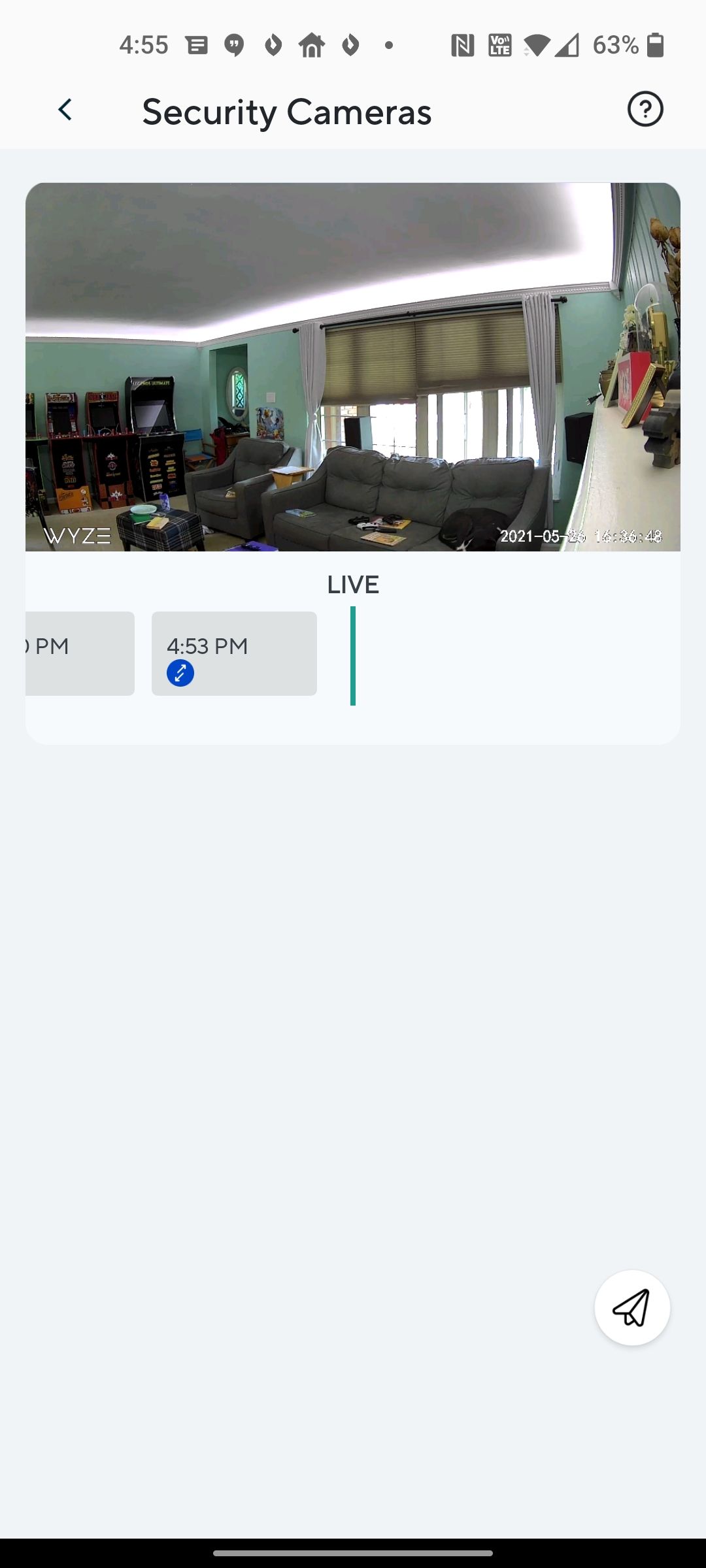 Wyze's Home Monitoring security camera views.