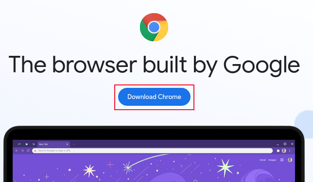 The Google Chrome download page