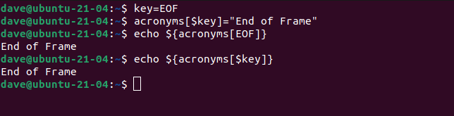 key=EOF in a terminal window