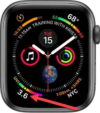 Infographic watch face on the Apple Watch.