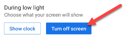 turn off screen in low light