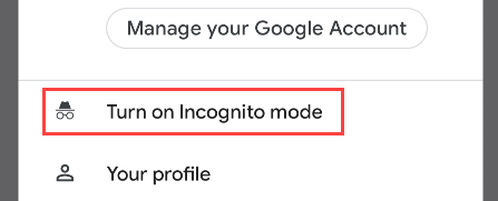 Select "Turn on Incognito Mode" from the menu.