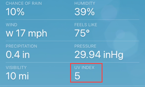 iPhone weather UV Index.