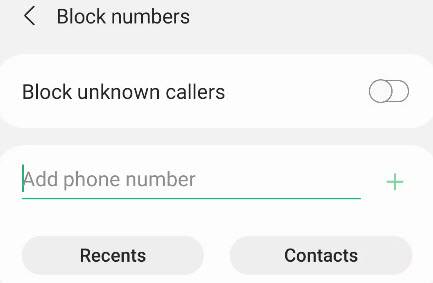 Block unknown callers with the toggle.