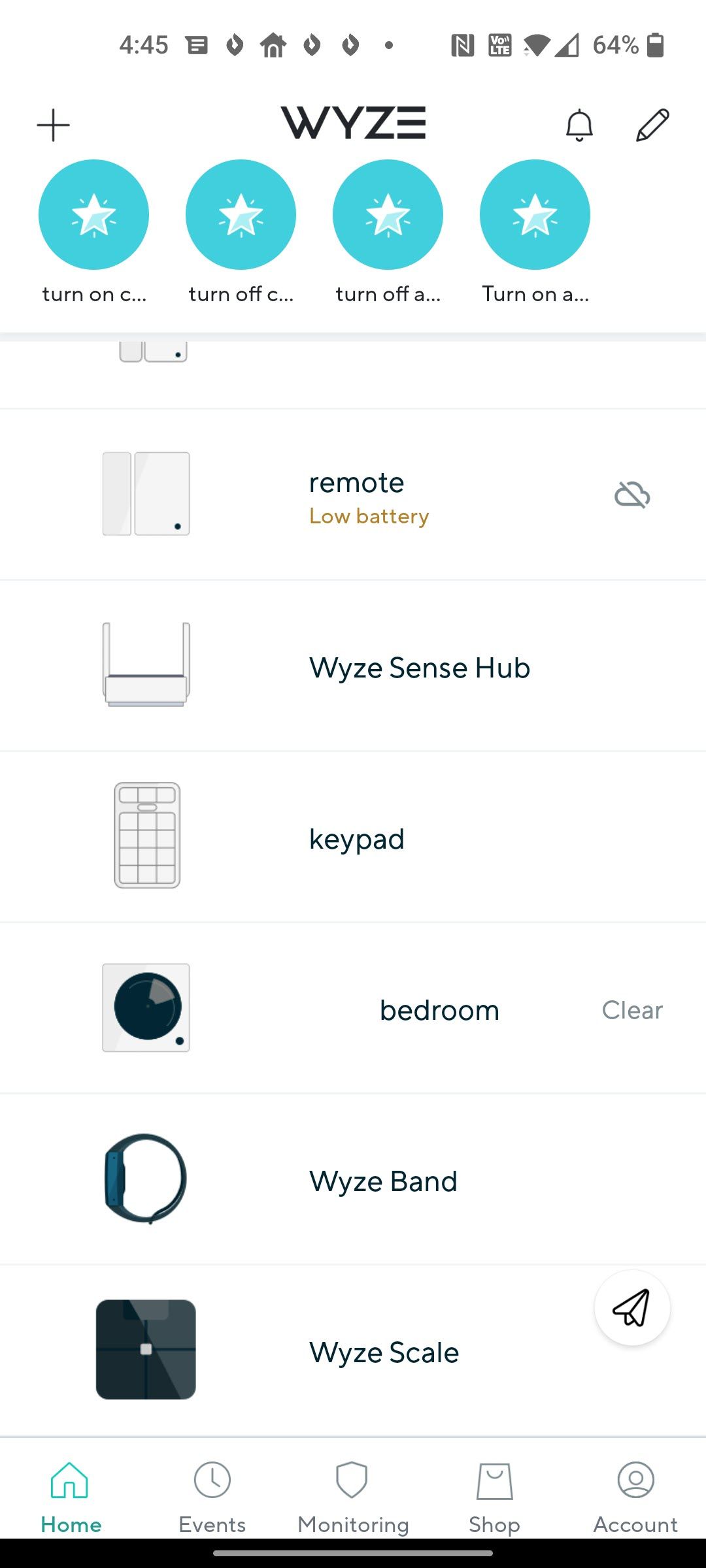 Wyze's Home Monitoring views.