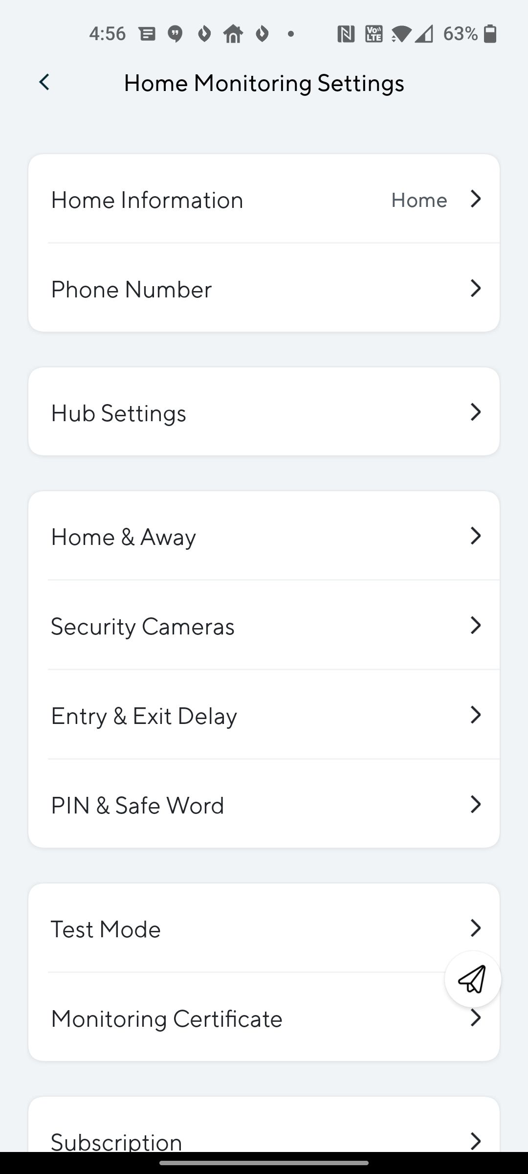 Wyze's Home Monitoring settings.