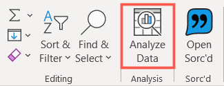 Click Analyze Data on the Home tab