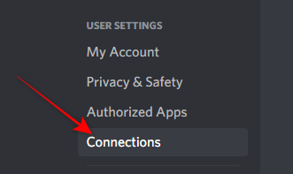 Connections Option in user settings of Discord