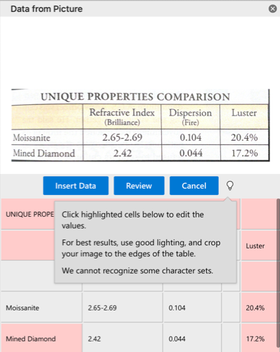 Data From Picture Sidebar in Excel