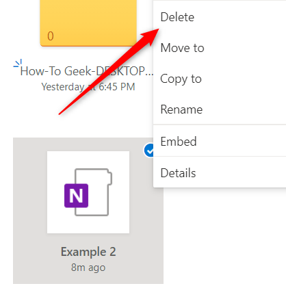 Delete option in OneDrive