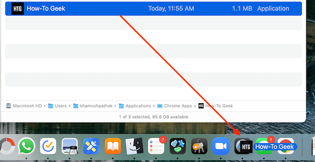 Drag the app from Chrome Apps folder to the Dock. 