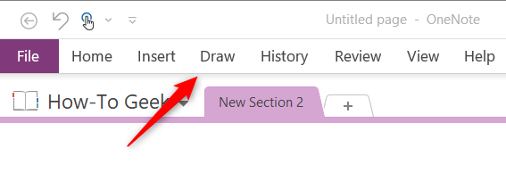 Draw tab in Microsoft OneNote