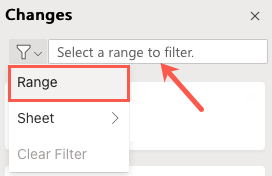 Select Range for the filter