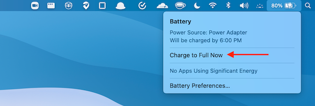 Choose the &quot;Charge to Full Now&quot; option from Battery menu.