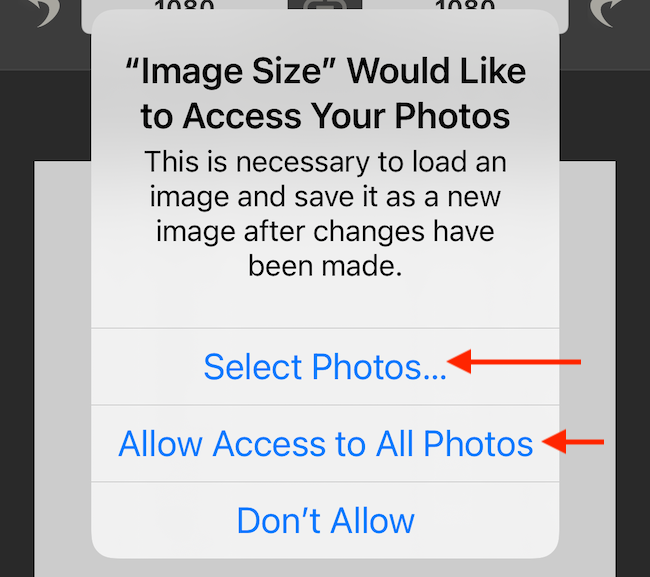 Give Image Size access to all or some of your photos.