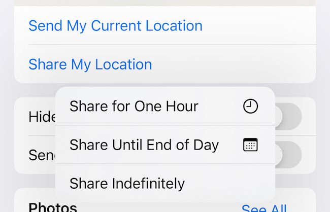 Sharing Location in iMessage