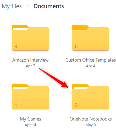 OneNote Notebooks folder on OneDrive