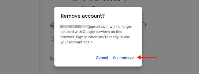 From the popup, choose the &quot;Yes, Remove&quot; option to confirm.