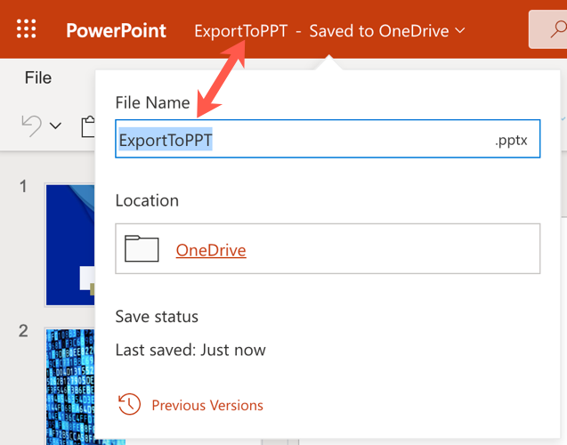 Rename a PowerPoint online
