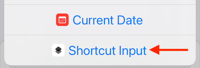Choose "Shortcut Input" as the source of the shortcut.